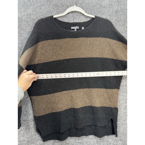 Vince Yak Wool Rugby Stripe Sweater Womens Small Gray Tan Relaxed Knit Top - Picture 8 of 10